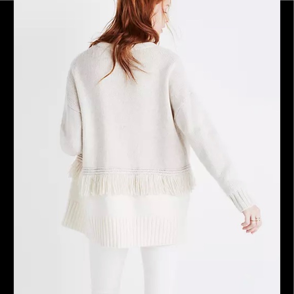 NWT Madewell Merino Wool Blend Colorblock Fringe Cardigan - Picture 2 of 6